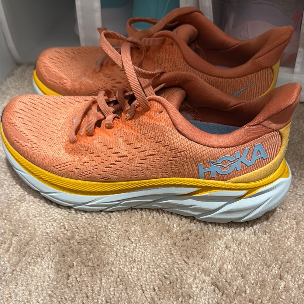 Hoka Vibrant Orange and Yellow Sneakers